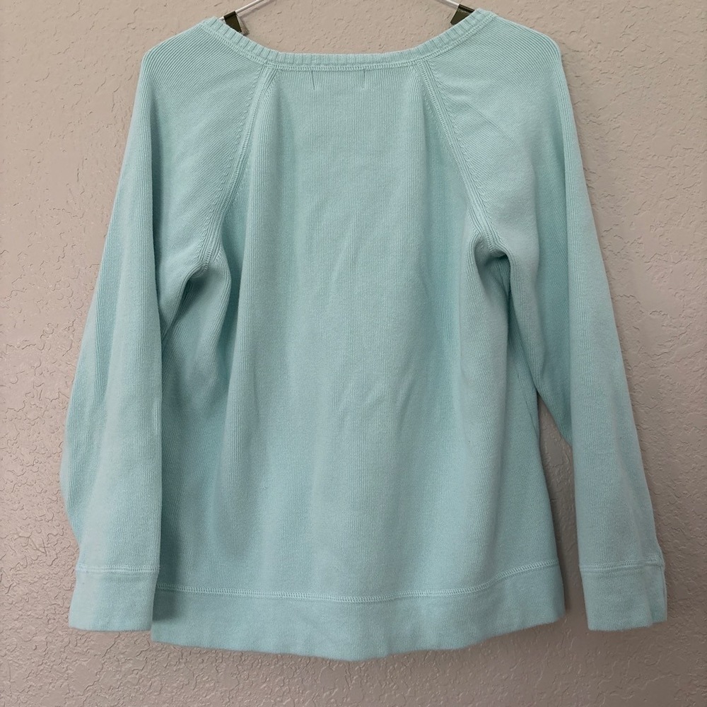 Eddie Bauer 100% Cotton baby blue v-neck cable knit sweater - Picture 5 of 6